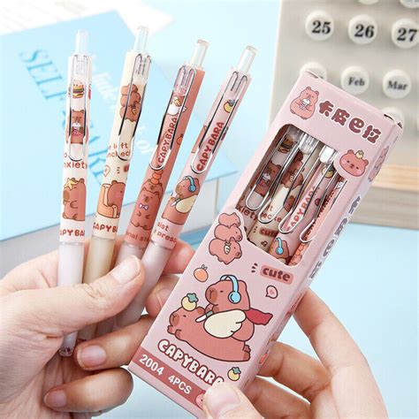 4Pcs Cute Anime Capybara Gel Pen Cartoon Neutral Pen Ballpoint Pen