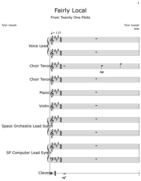 Fairly Local Sheet Music For Voice Lead Choir Tenor Piano Violin