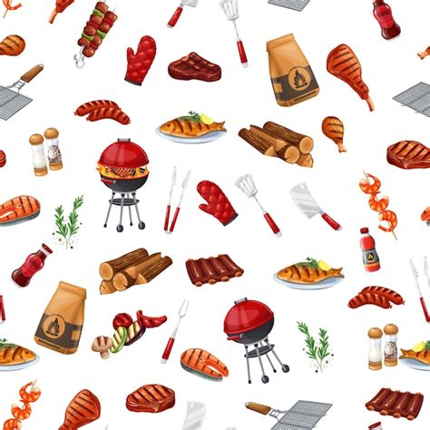 Premium Vector Bbq Party Seamless Pattern Vector Illustration