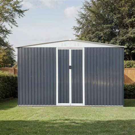 YIZHILPPP 10FTx12FT Garden Shed, Grey, Aluminum Alloy Frame, Windows