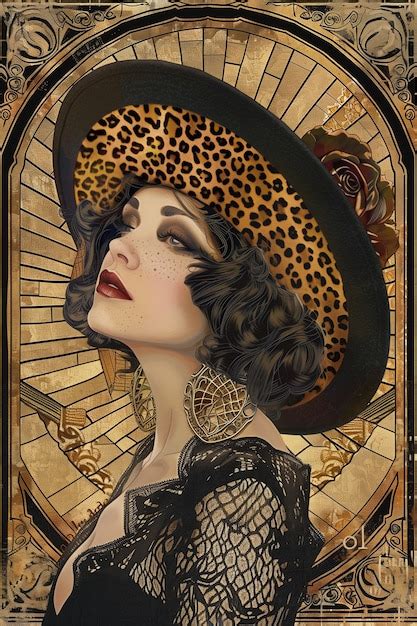 Art Nouveau Portrait Of Beautiful Woman Ai Generated Image