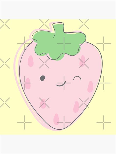 Lámina artística Linda fruta de fresa Kawaii para fresas frutas