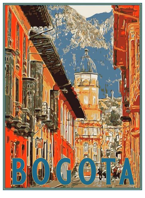 Bogota Travel Poster Vintage Style Poster Home Colombia Print Wall