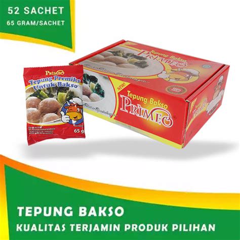 Jual Tepung Bakso Tepung Pengenyal Bakso PRIMEO 65 Gr Isi 52 Pcs