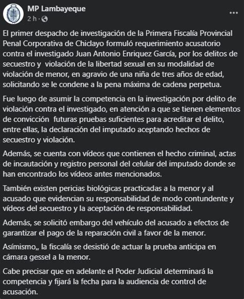 Ministerio Público pide cadena perpetua para Monstruo de Chiclayo