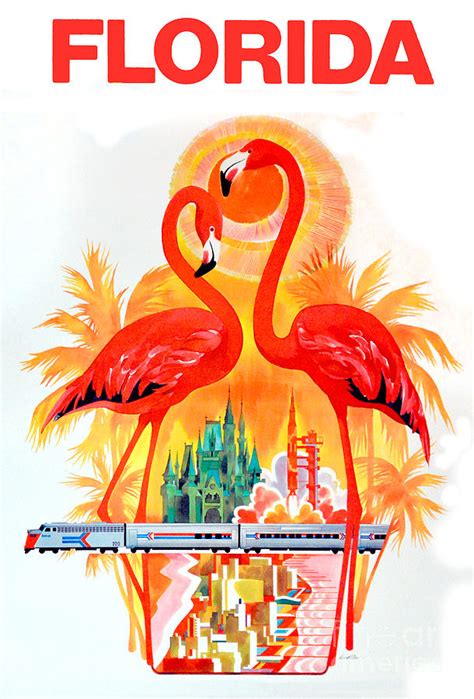 Vintage Florida Travel Poster Drawing by Jon Neidert