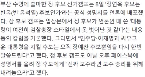 장예찬 완주부산 수영 단일화 공전에 與일각 승부 끝나 비관론도 정치시사 에펨코리아