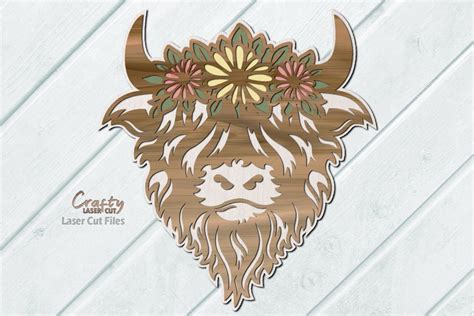 Highland Cow Svg Laser Cut Files Daisy Svg Cow Door Hanger Etsy