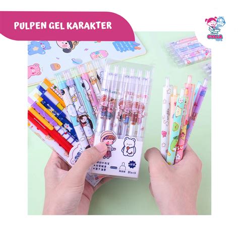 Jual Pulpen Gel Cetek Karakter Kartun Lucu 0 5 Mm 1 Pack 6 Pcs