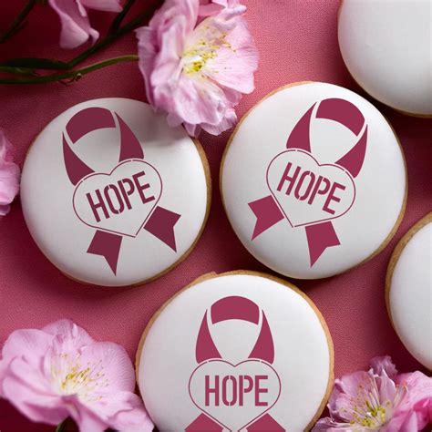 Hope Ribbon Breast Cancer Cookie Stencil Confection Couture Stencils