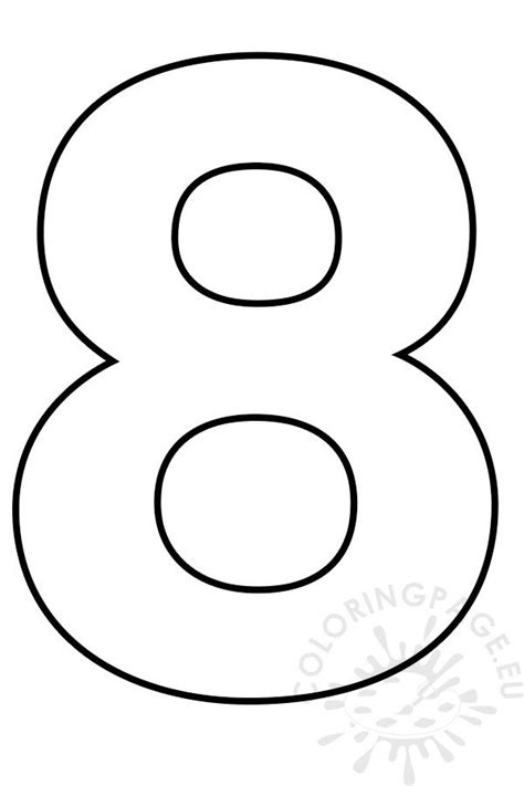 Free printable Number 8 template | Coloring Page