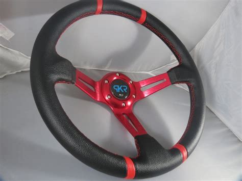 Volante Tuning Sportivo Universale Auto A Calice Rosso Rally Sport Gare