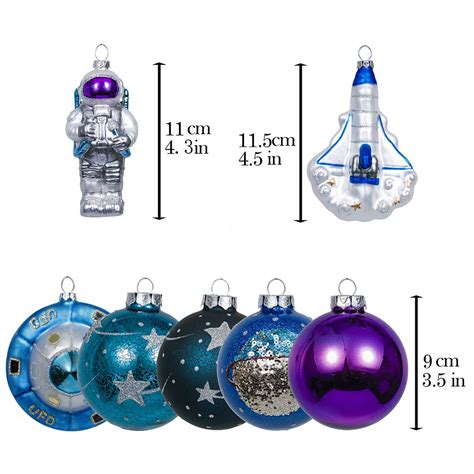 Astronaut Ornament Set 8 Space Themed Glass Ornaments Shuttle Ufo The Interstellar Seller