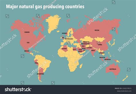 World Map Major Natural Gas Producing Stock Illustration 2142174571 Shutterstock