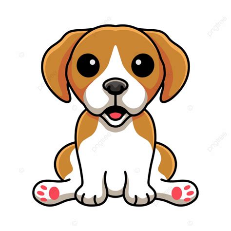 Lindo Pequeño Beagle Perro Dibujos Animados Sentado PNG dibujos