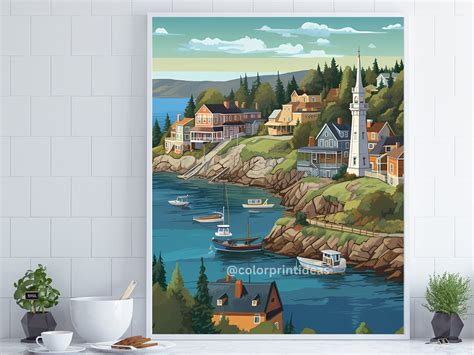 Seaside Town Wall Art Seaside Town Escape Decor - Etsy