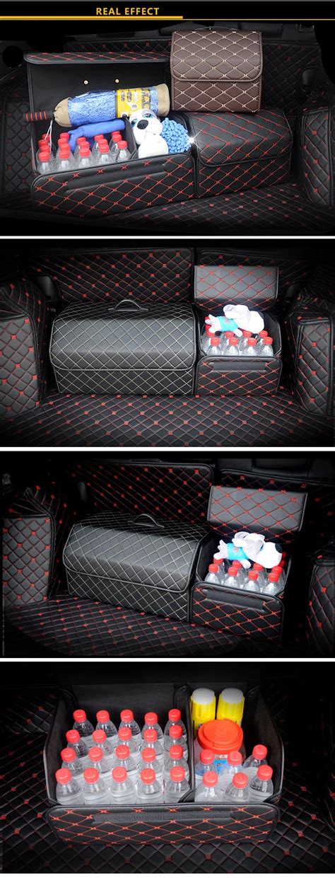 Premium Multi Function Foldable Pu Leather Car Trunk Organizer Bin Container Box For Auto Suv