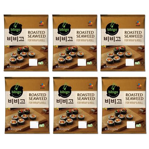 Bundle Of 6 CJ Bibigo Seaweed For Kimpab Korean Sushi Roll 22G