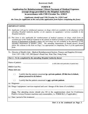 Fillable Online Form B Application For Reimbursement Direct Payment