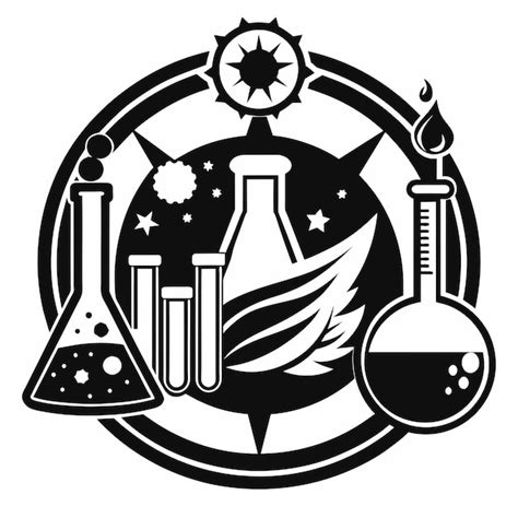 Science and chemistry icon and logo illustration black and white ...