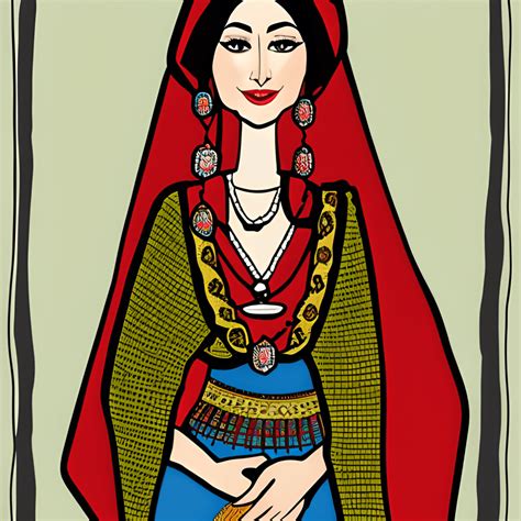 Armenian Woman In Traditional Clothing Cartoon Creative Fabrica