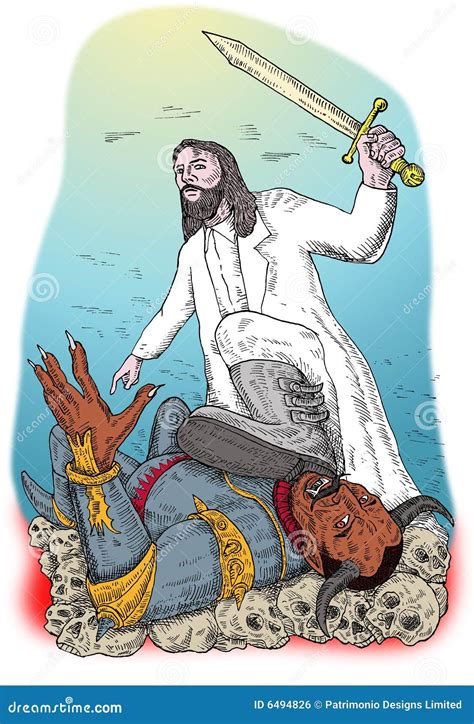 Jesus Que Est Sobre O Diabo Ilustra O Stock Ilustra O De Salvador