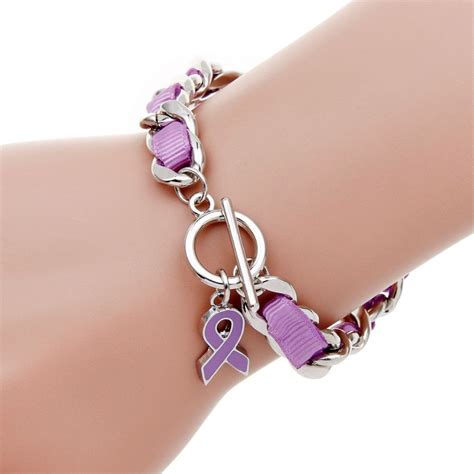Beautiful Silver Plated Purple Ribbon Alzheimer's Awareness Bracelet ...