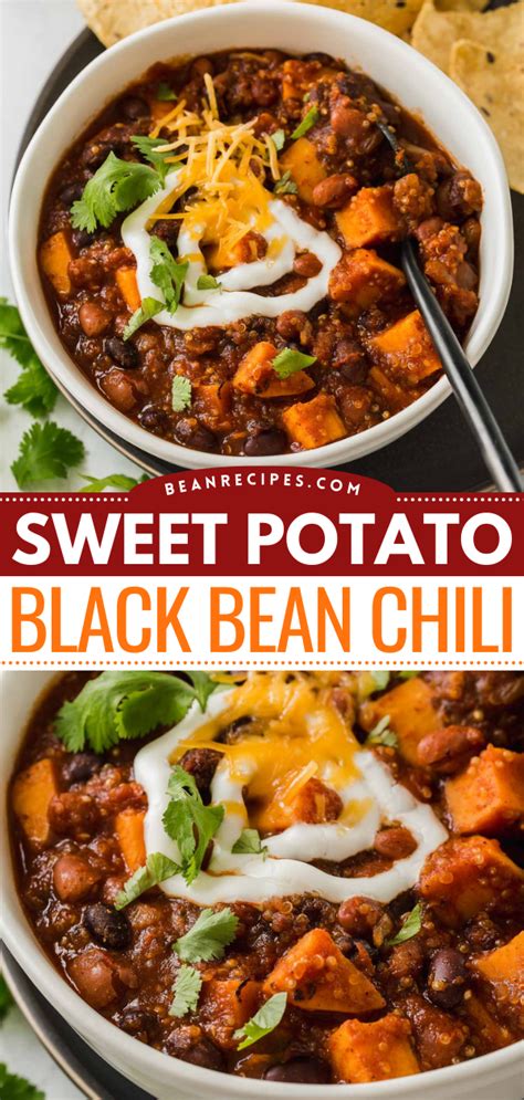 Sweet Potato Black Bean Chili With Quinoa Vegan Dinner Idea