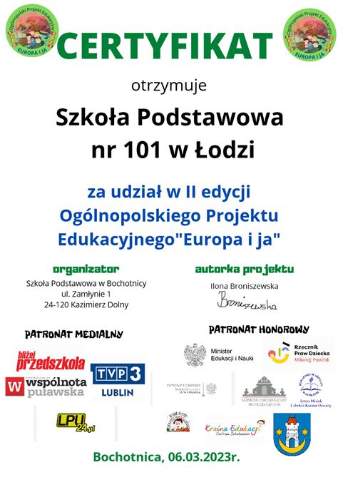 Ii Edycja Projektu Edukacyjnego Europa I Ja Szko A Podstawowa Nr