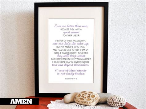 Ecclesiastes 4:9-12. Two Are Better Than One. Wedding. 8x10 DIY Printable Christian Poster ...