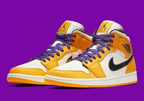 Jordan 1 Mid Lakers 852542-700 Release Info | SneakerNews.com | Air ...