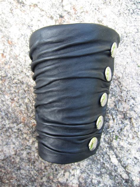 Wide Black Leather Cuff Bracelet Crushed Wrinkled Hand Etsy