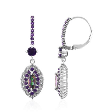 Mystischer Quarz Amethyst Sterling Ohrringe Brasilien 2 375ct