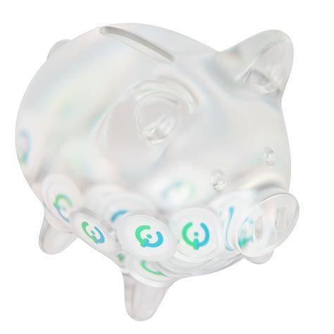 Free Toko Token TKO Clear Glass Piggy Bank With Decreasing Piles Of