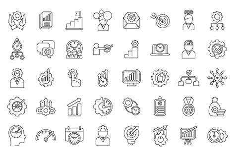 Premium Vector Productivity Icons Set Outline Vector Increase Production