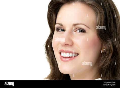 Brunette Woman With White Leather Jacket Stock Photo Alamy