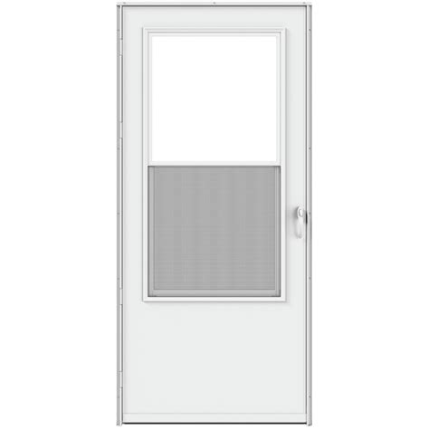 Larson Bismarck 36 In X 81 In White Wood Core Storm Door Mid View With Self Storing Screen White