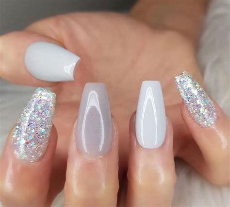 White Glitter Coffin Nails Ig Youngnailsinc Cute Nails Gorgeous