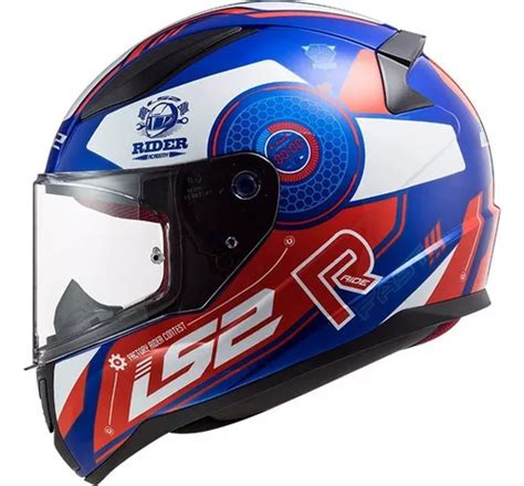 Capacete Ls2 Ff353 Rapid Stark Wht Red Gold Dourado Cor Blue Red