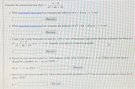 Solved Nsider The Rational Function F X X2 4x 15x−4 A What