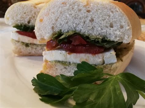 Caprese Tomato Mozzarella Basil Pesto Sandwich A Food Lover’s Delight