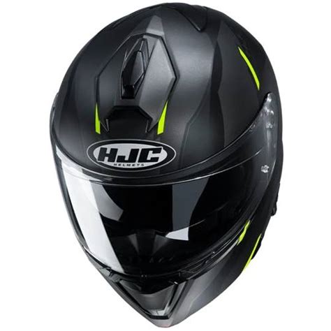 Capacete HJC I90 Aventa Preto Cinza Verde Grid Motors