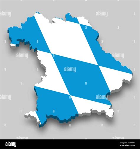 3d Isometric Map Of Bavaria Is A State Of Germany With National Flag