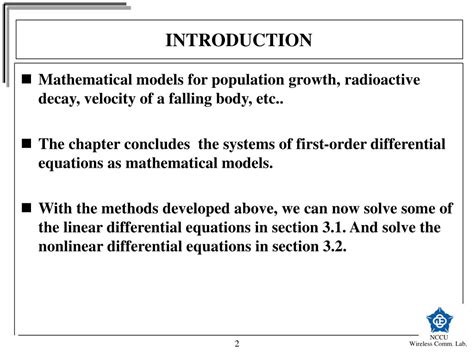 Ppt Chapter Modeling With First Order Differential Equations