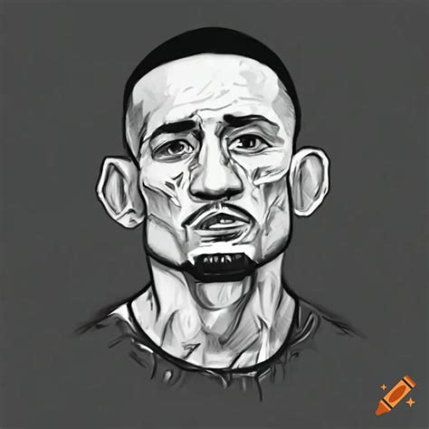 Intense Manga Style Depiction Of Ufc Fighter Max Holloway In Black And