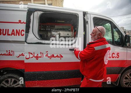 Nablus Palestina Th De Marzo De Vista De Una Ambulancia