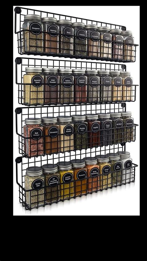 Zicoto Farmhouse Style Hanging Spice Racks For Wall Mount Easy To