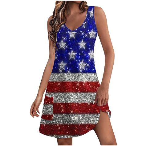 Yeylaners Red White And Blue Dresses For Women 2024 Summer Fourth Of