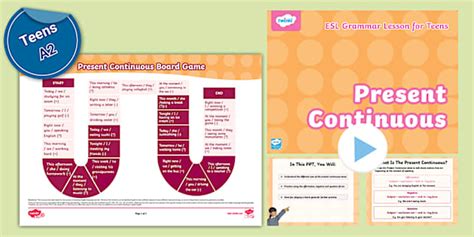 Esl Present Continuous Grammar Lesson And Board Game