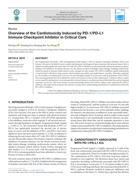 Pdf Overview Of The Cardiotoxicity Induced By Pd 1 Pd L1 Immune